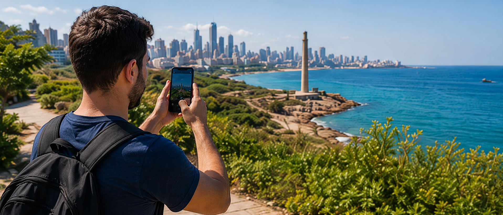 Blue Citizen participant observing Beirut coastline