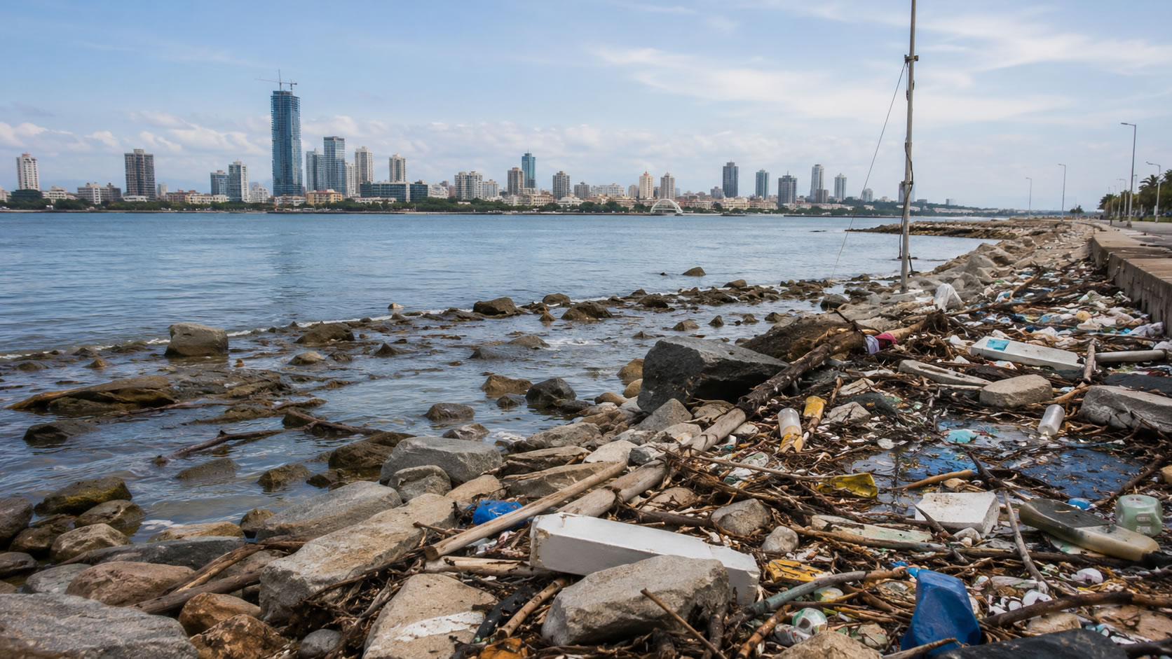 Pollution incident on coast